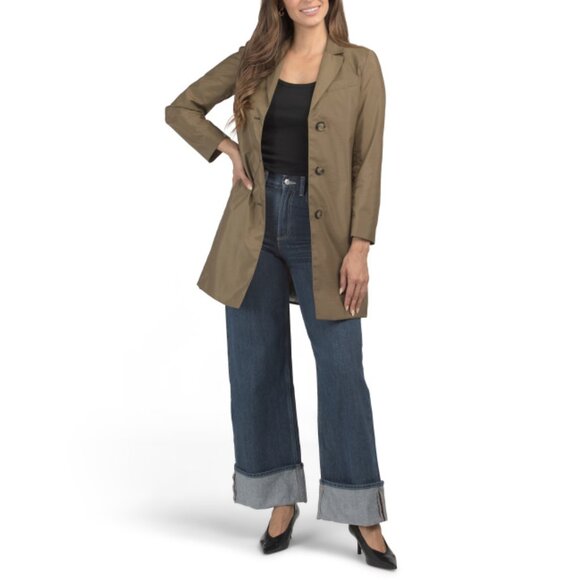 ICONS BY CINZIA ROCCA Khaki Notch Neck Rain Coat - Picture 1 of 1